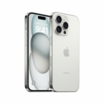 Apple iPhone 17 Air 5G 512 GB es un teléfono inteligente de color plateado con un diseño ultra delgado y elegante. La imagen muestra una vista en perspectiva de tres cuartos. En la parte frontal, se aprecia una pantalla de borde a borde con Dynamic Island. El lateral derecho muestra el botón de encendido y el puerto USB-C en la parte inferior. La parte trasera presenta un sofisticado módulo de cámara de triple lente y el logotipo de Apple centrado. El dispositivo está perfectamente centrado sobre un fondo blanco puro con iluminación de estudio suave.